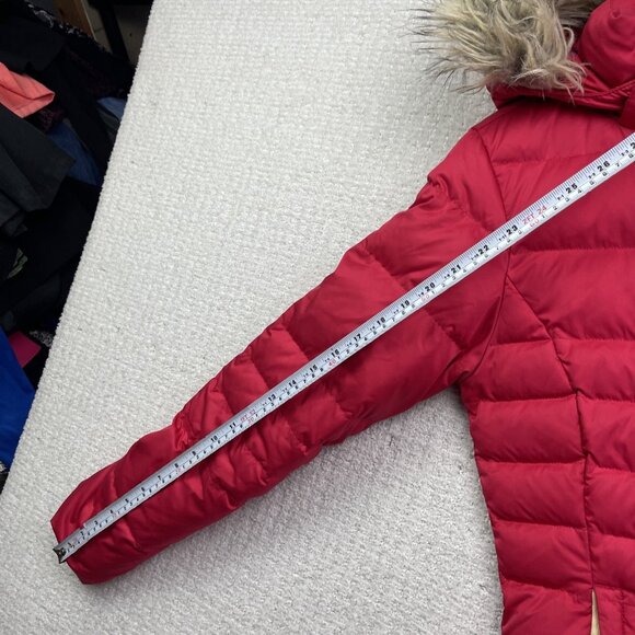 Lole Parka Winter Quilted Coat Hooded Fur Trim Women’s Size XS Cherry Red / Pink - Picture 13 of 16